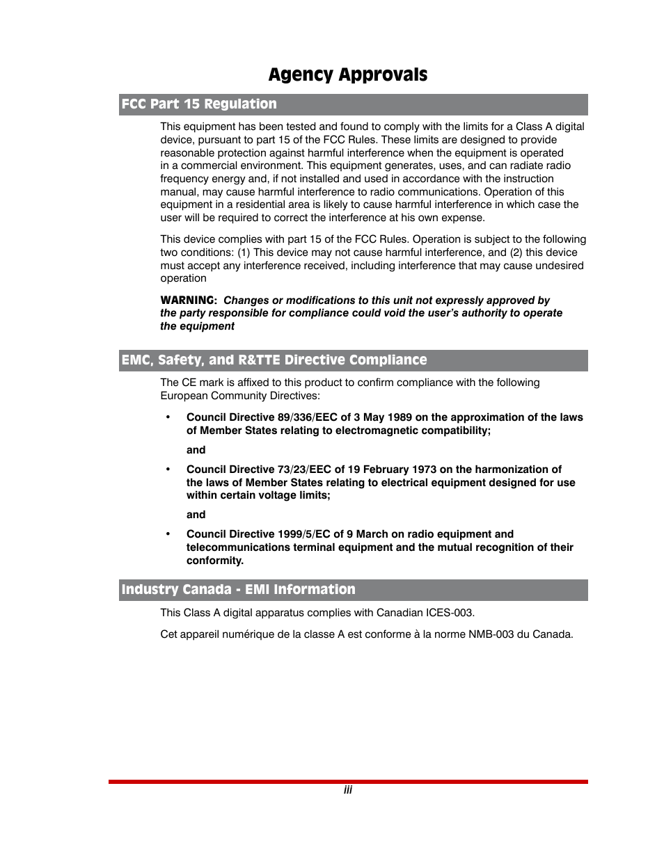 Agency approvals | Western Telematic MPC-20VS16-3 User Manual | Page 4 / 216