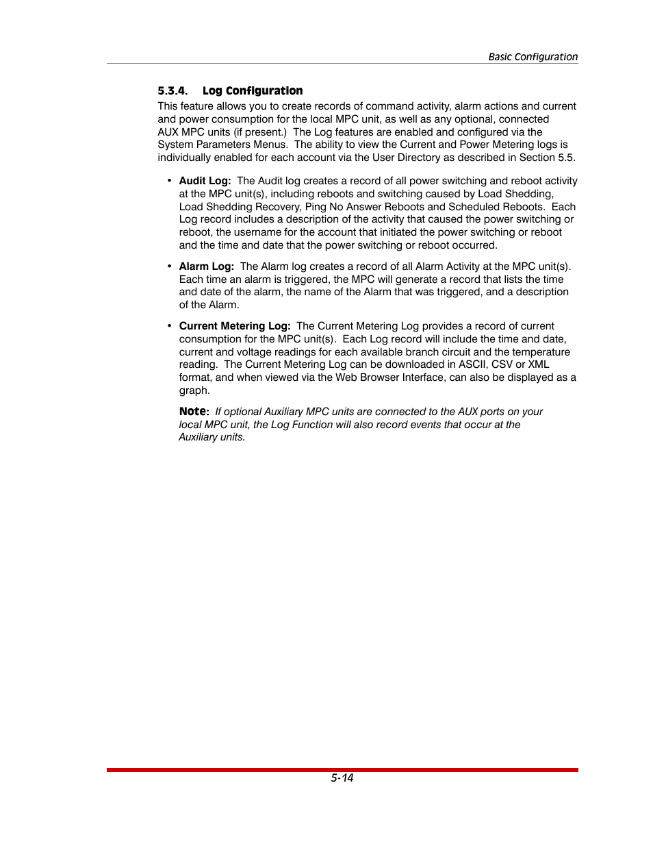 Log configuration -14 | Western Telematic MPC-20VS16-3 User Manual | Page 45 / 216