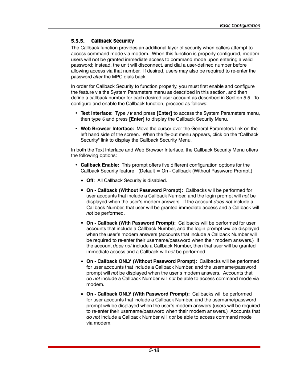 Callback security -18 | Western Telematic MPC-20VS16-3 User Manual | Page 49 / 216