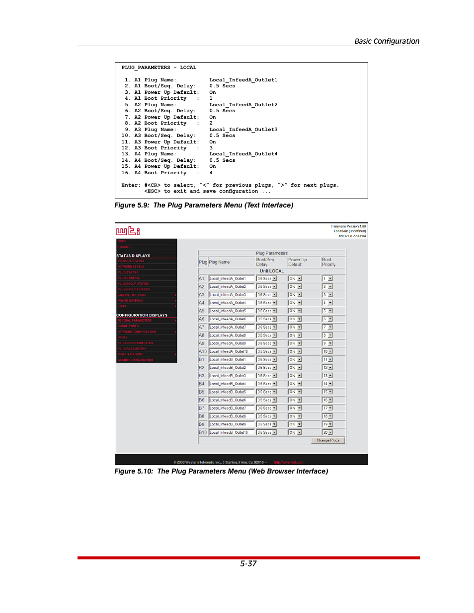 The plug parameters menu (text interface) -37 | Western Telematic MPC-20VS16-3 User Manual | Page 68 / 216