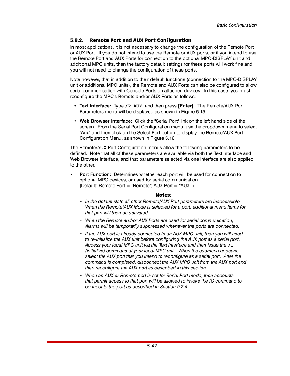 Remote port and aux port configuration -47 | Western Telematic MPC-20VS16-3 User Manual | Page 78 / 216