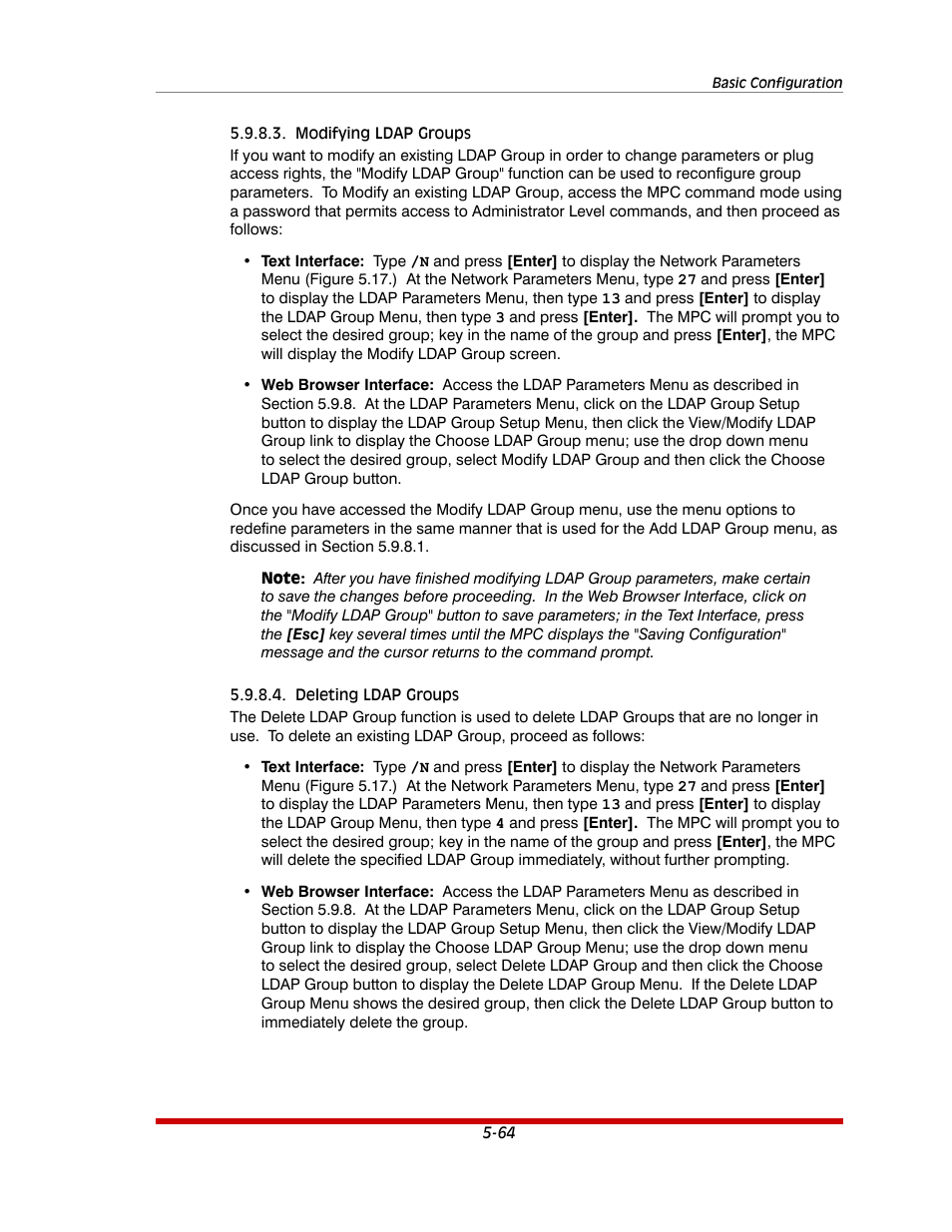 Modifying ldap groups -64, Deleting ldap groups -64 | Western Telematic MPC-20VS16-3 User Manual | Page 95 / 216