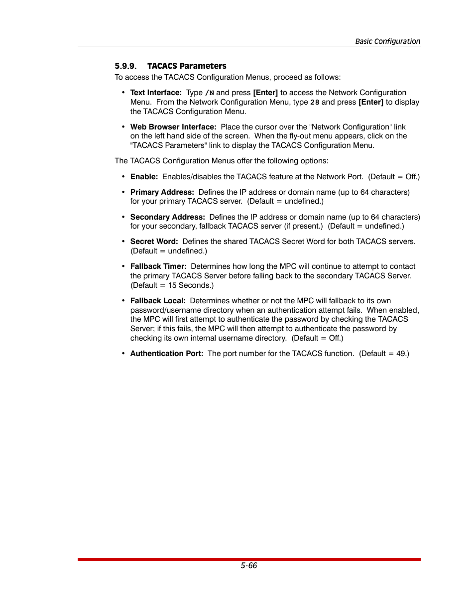 Tacacs parameters -66 | Western Telematic MPC-20VS16-3 User Manual | Page 97 / 216