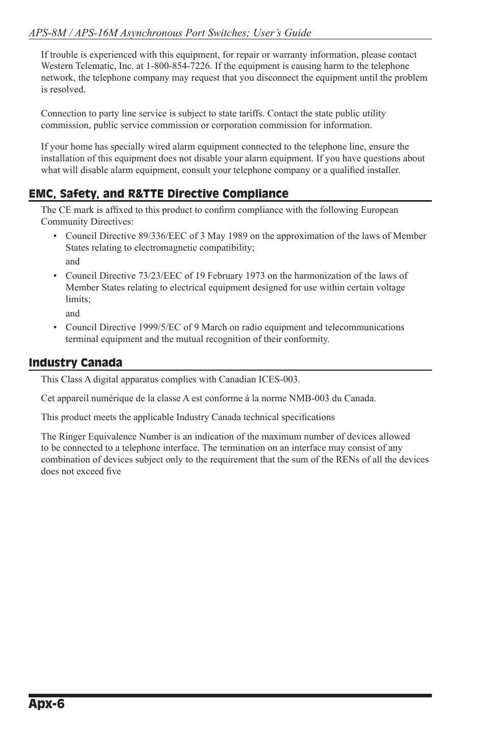 Apx-6 | Western Telematic WTI NetReach APS-16M User Manual | Page 76 / 82