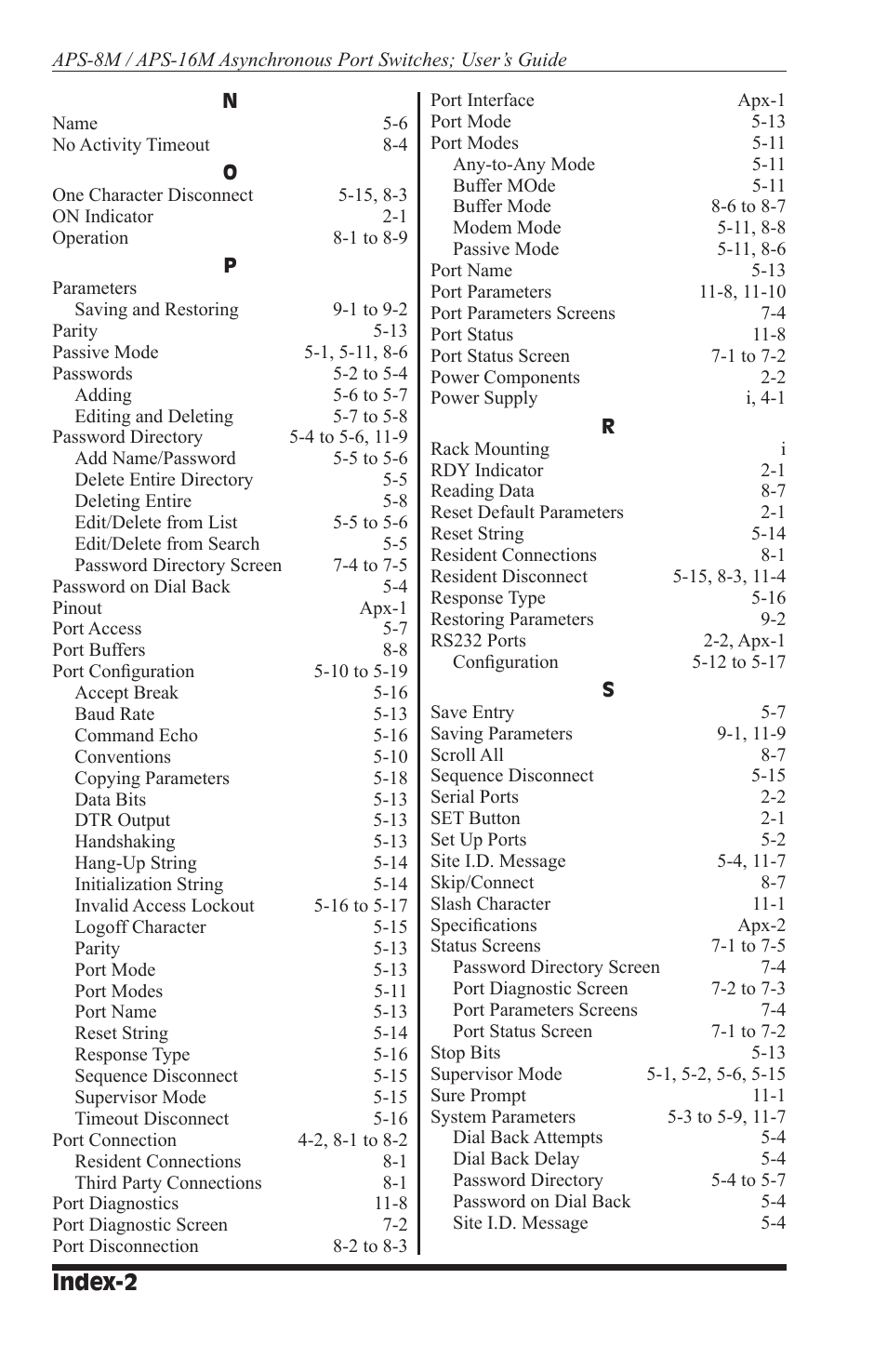 Index-2 | Western Telematic WTI NetReach APS-16M User Manual | Page 78 / 82