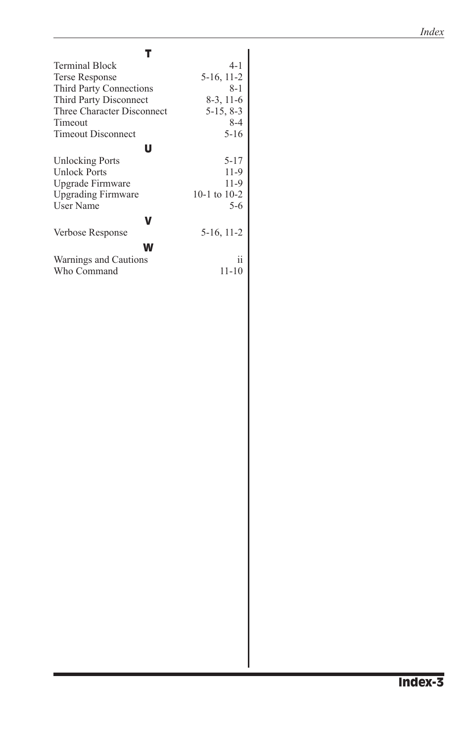 Index-3 | Western Telematic WTI NetReach APS-16M User Manual | Page 79 / 82