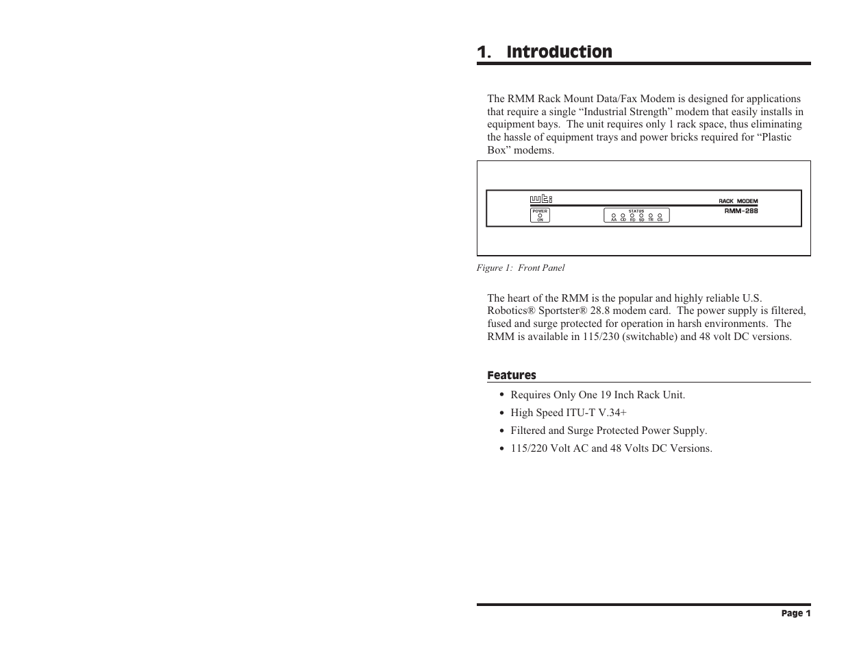 Introduction | Western Telematic Data/FaxModem User Manual | Page 3 / 26