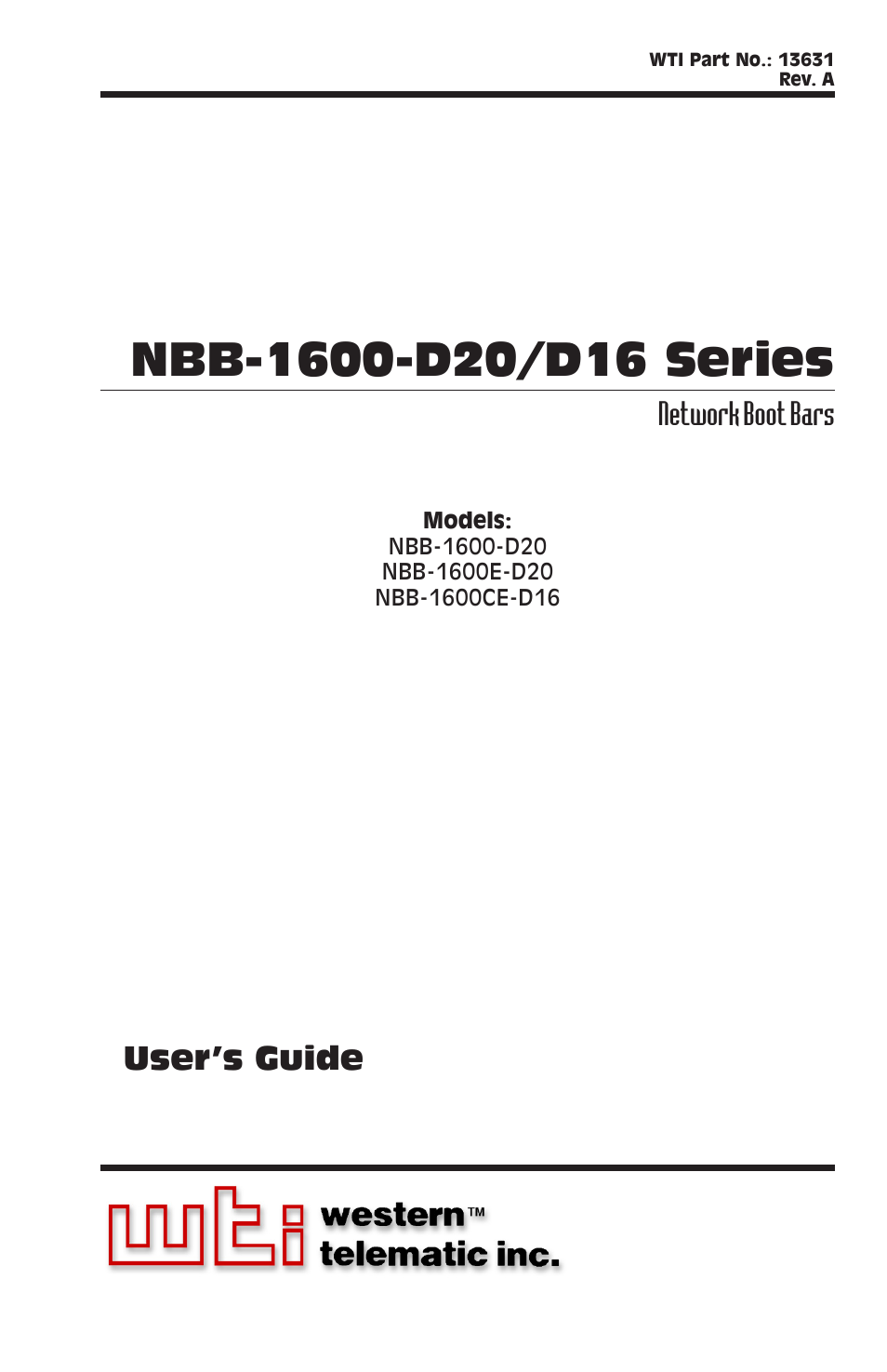 Western Telematic NBB-1600-D20 User Manual | 64 pages