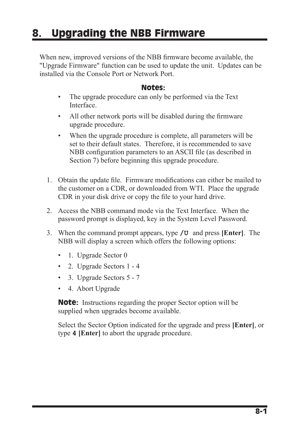 Upgrading the nbb firmware | Western Telematic NBB-1600-D20 User Manual | Page 55 / 64