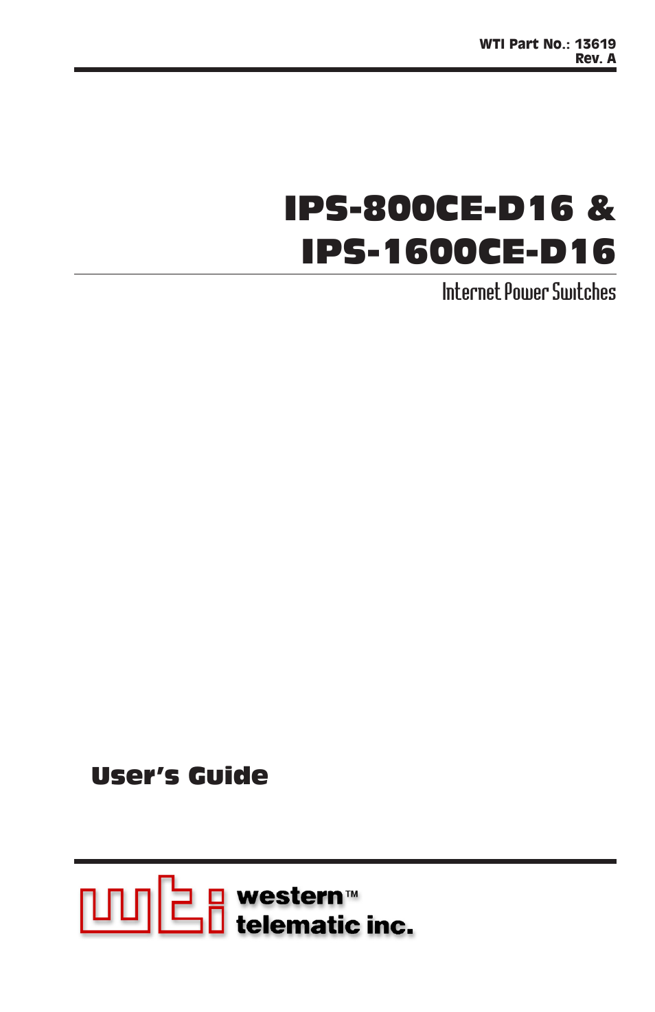 Western Telematic IPS-800CE-D16 User Manual | 58 pages