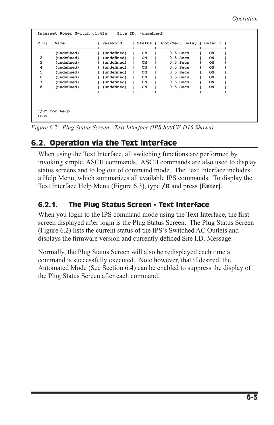 Operation via the text interface | Western Telematic IPS-800CE-D16 User Manual | Page 41 / 58
