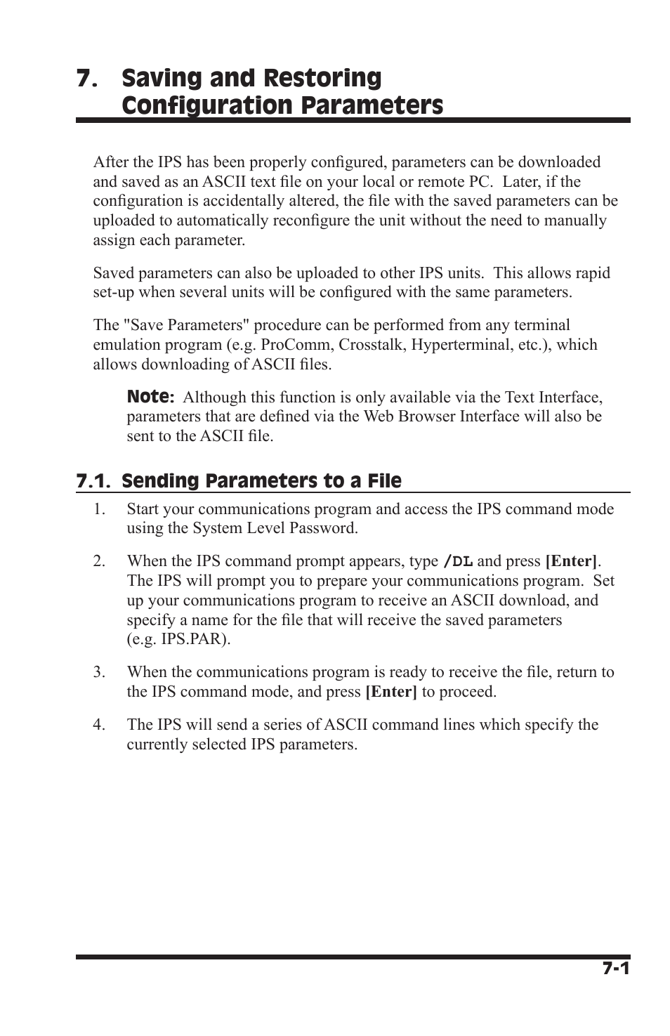 Saving and restoring configuration parameters | Western Telematic IPS-800CE-D16 User Manual | Page 47 / 58
