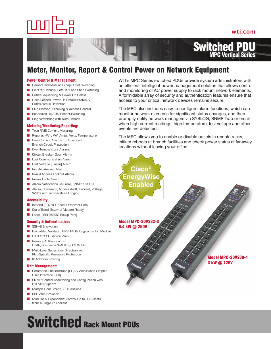 Western Telematic MPC-20V Series User Manual | 2 pages