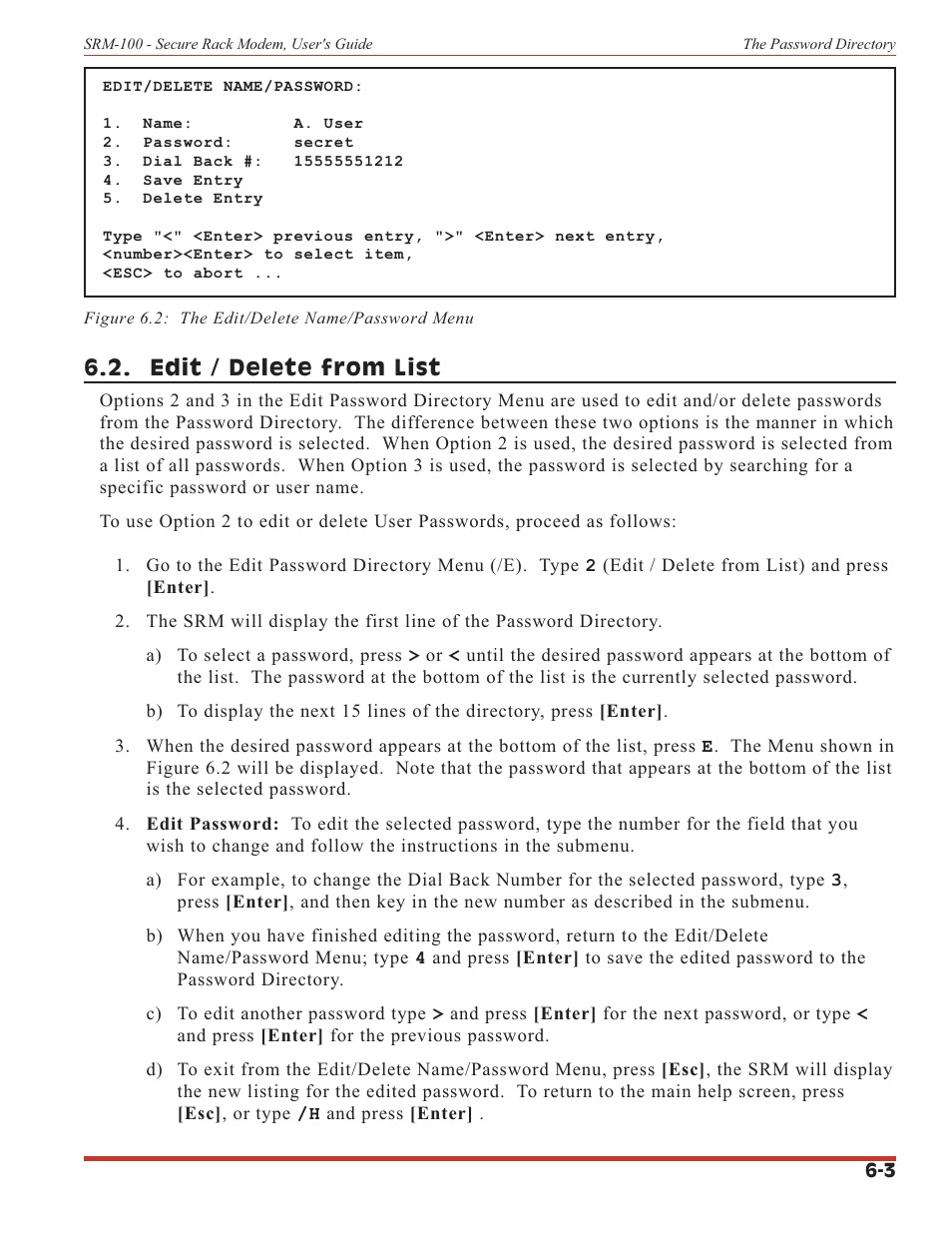Edit / delete from list | Western Telematic SRM-100 User Manual | Page 26 / 61