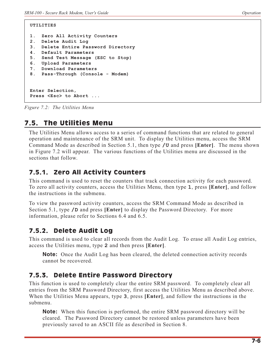 The utilities menu | Western Telematic SRM-100 User Manual | Page 35 / 61