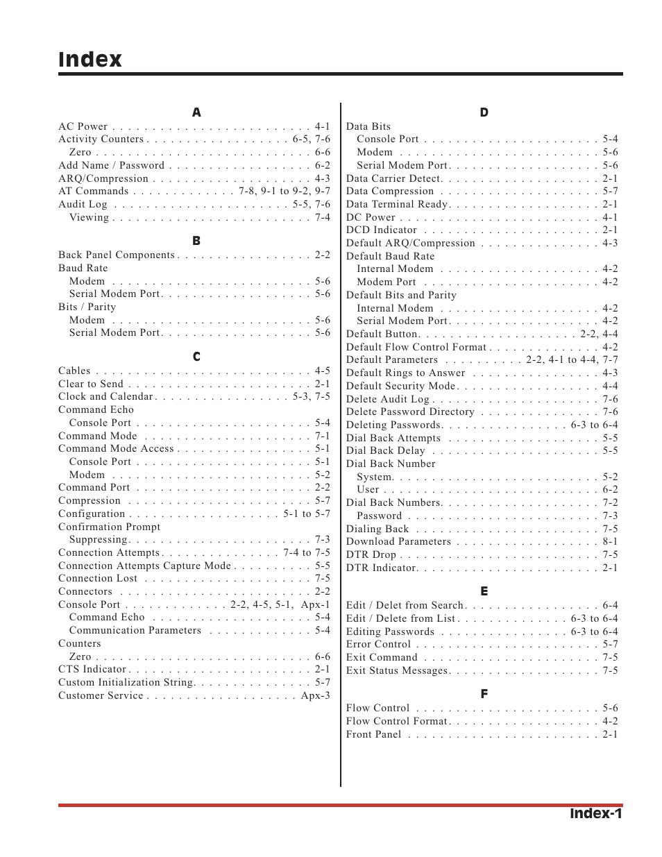 Index | Western Telematic SRM-100 User Manual | Page 59 / 61