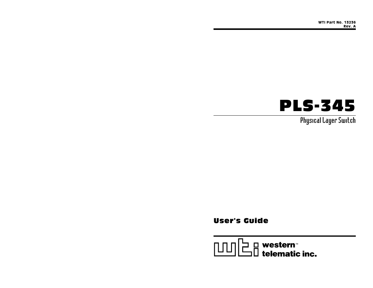 Western Telematic PLS-345 User Manual | 62 pages