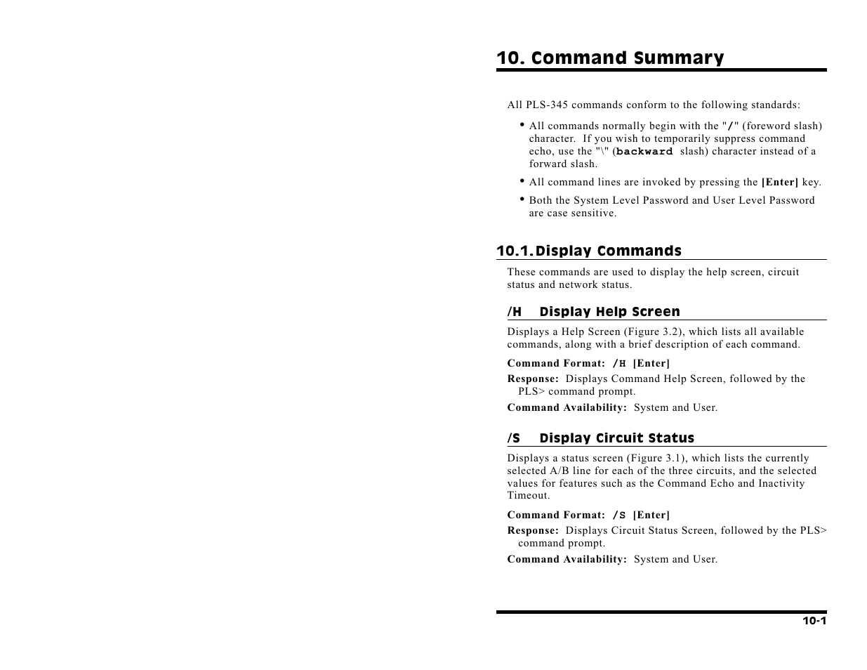 Command summary | Western Telematic PLS-345 User Manual | Page 49 / 62