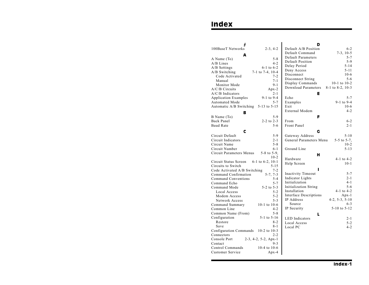 Index | Western Telematic PLS-345 User Manual | Page 59 / 62
