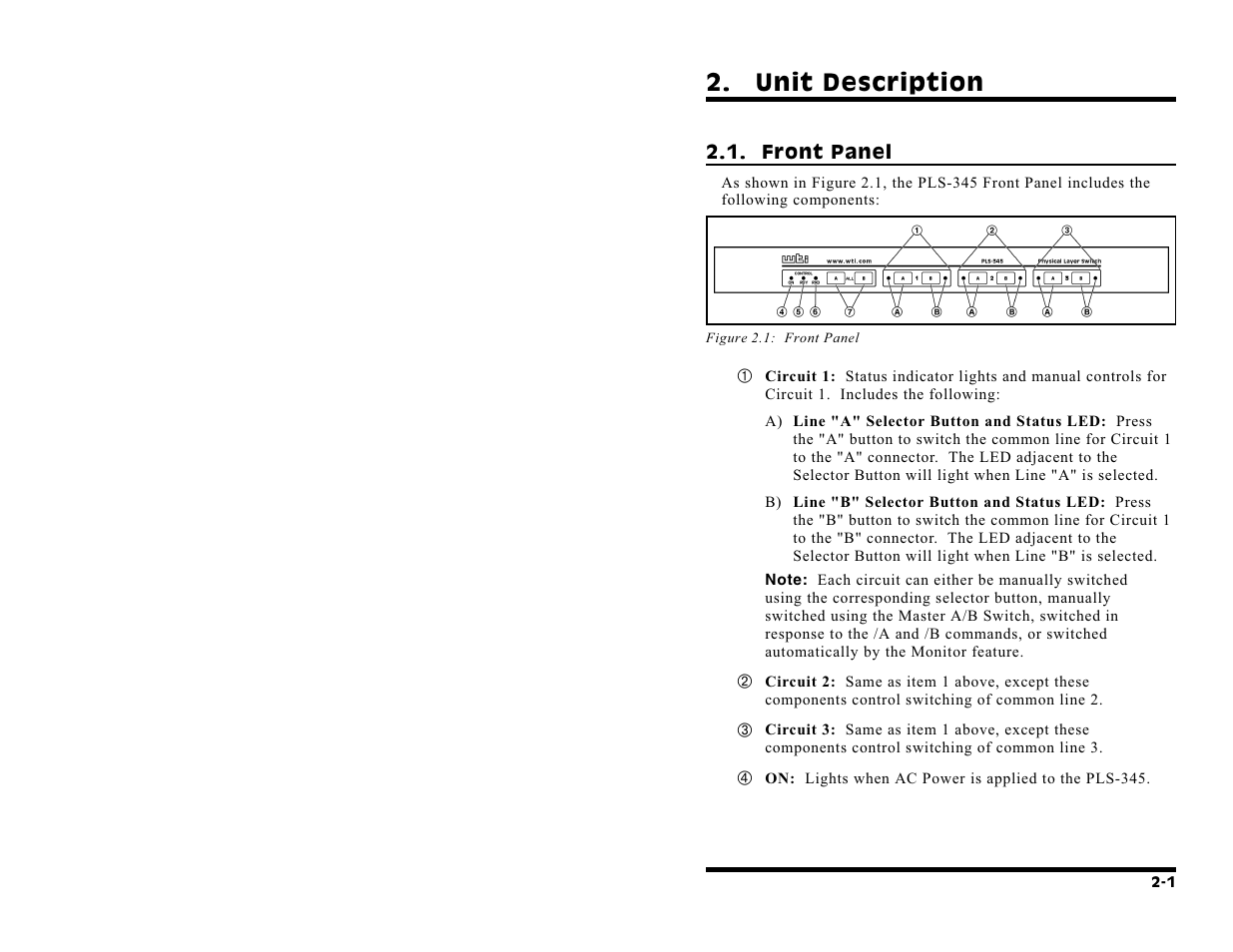 Unit description | Western Telematic PLS-345 User Manual | Page 9 / 62