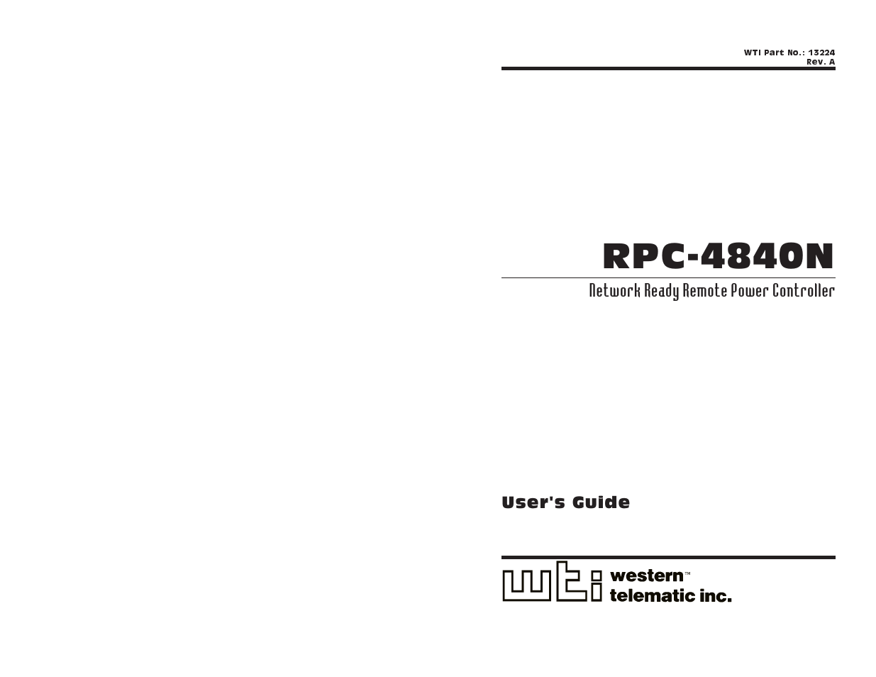 Western Telematic RPC-4840N User Manual | 48 pages