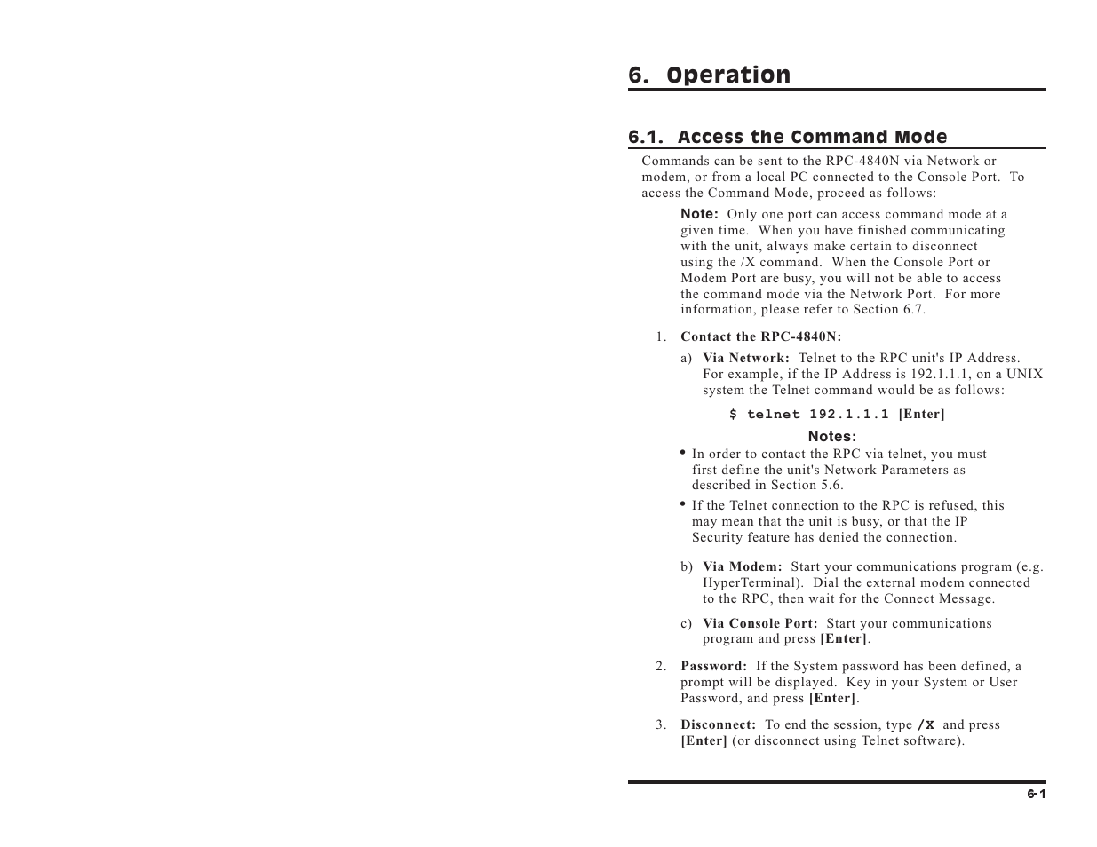 Operation | Western Telematic RPC-4840N User Manual | Page 31 / 48