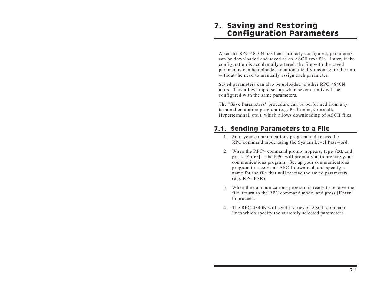 Saving and restoring configuration parameters | Western Telematic RPC-4840N User Manual | Page 39 / 48