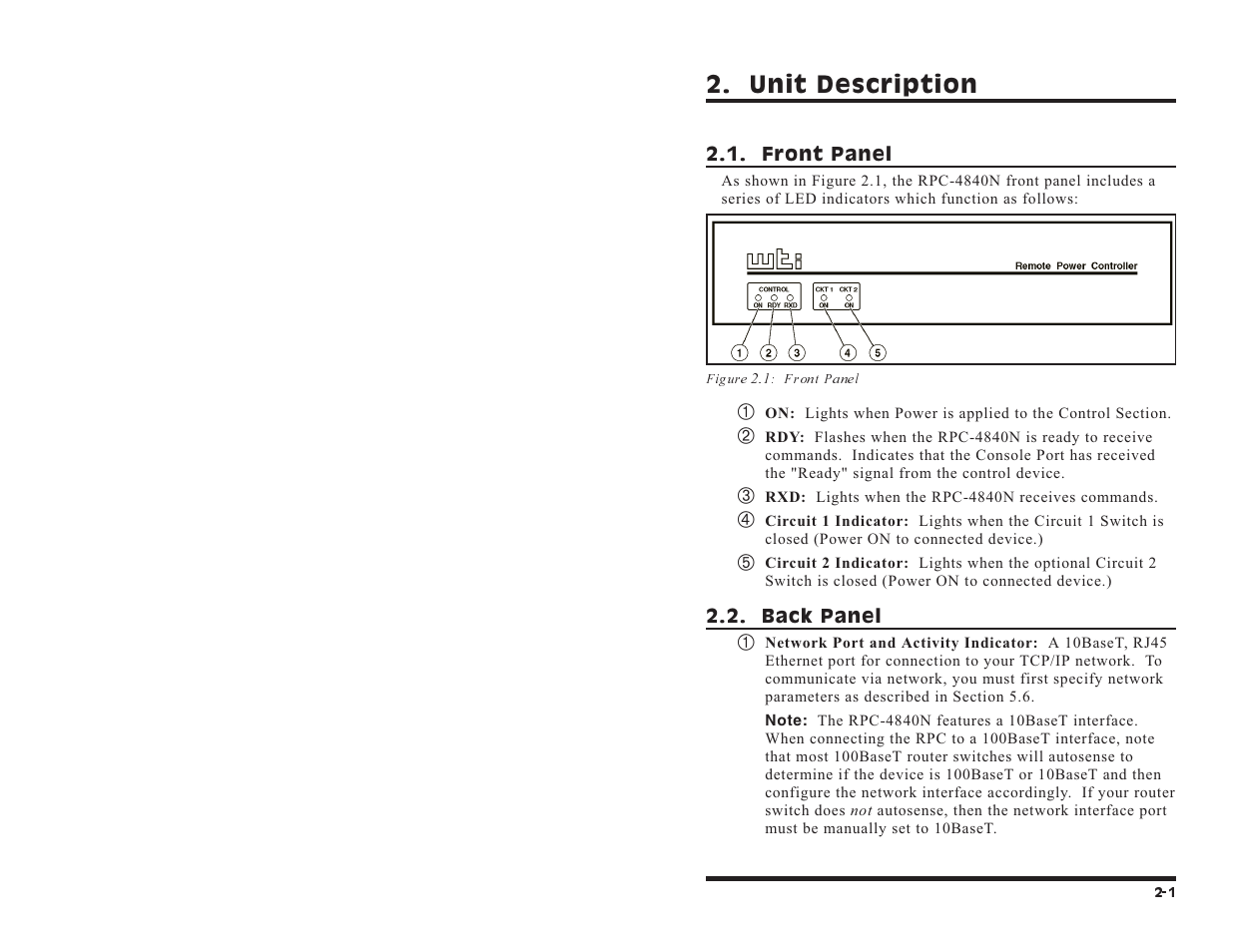 Unit description | Western Telematic RPC-4840N User Manual | Page 9 / 48