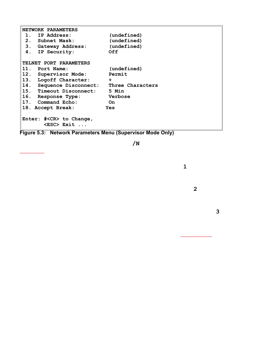 Network parameters menu (supervisor mode only) | Western Telematic CMS-16 User Manual | Page 29 / 62