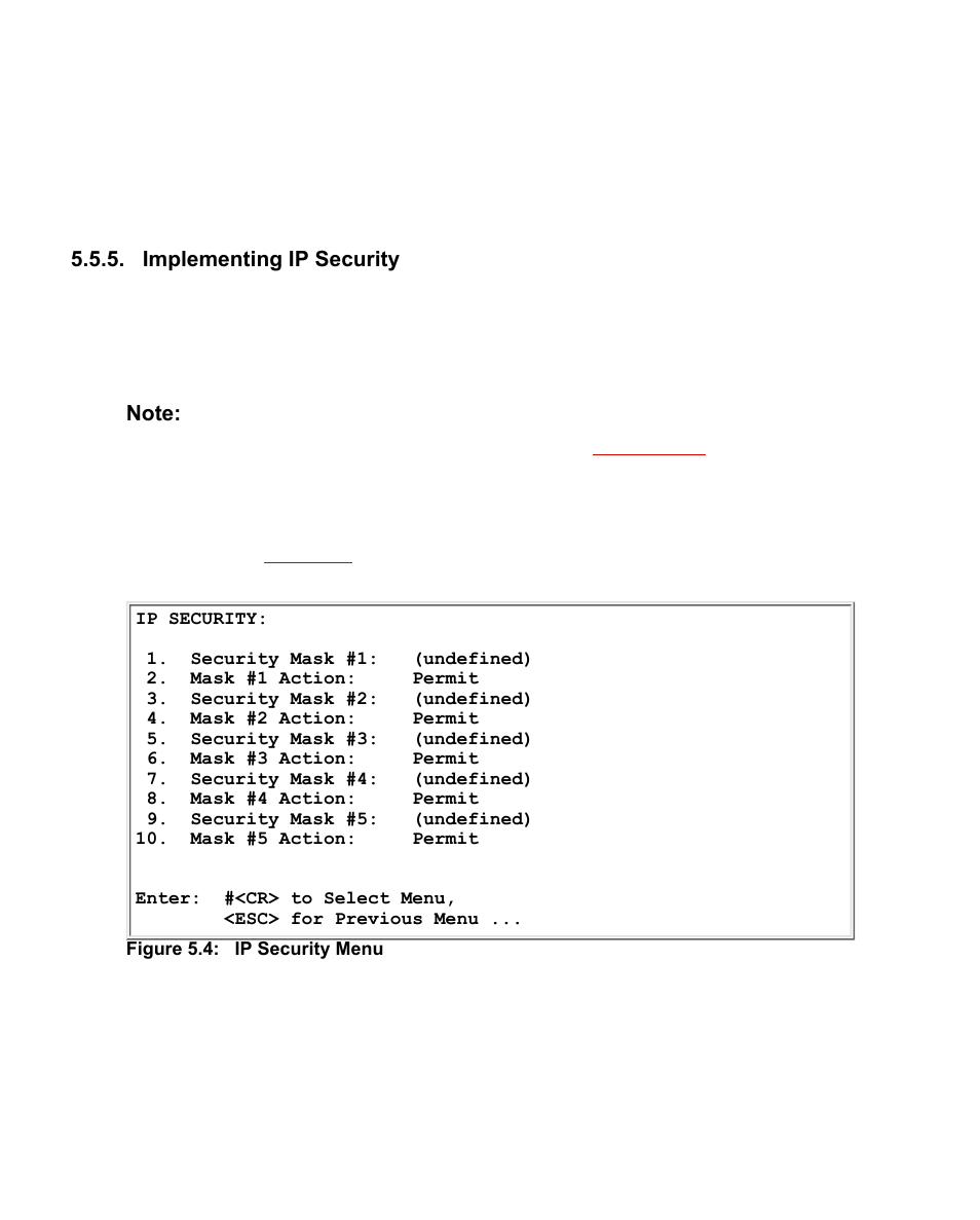 Implementing ip security, Ip security menu | Western Telematic CMS-16 User Manual | Page 31 / 62