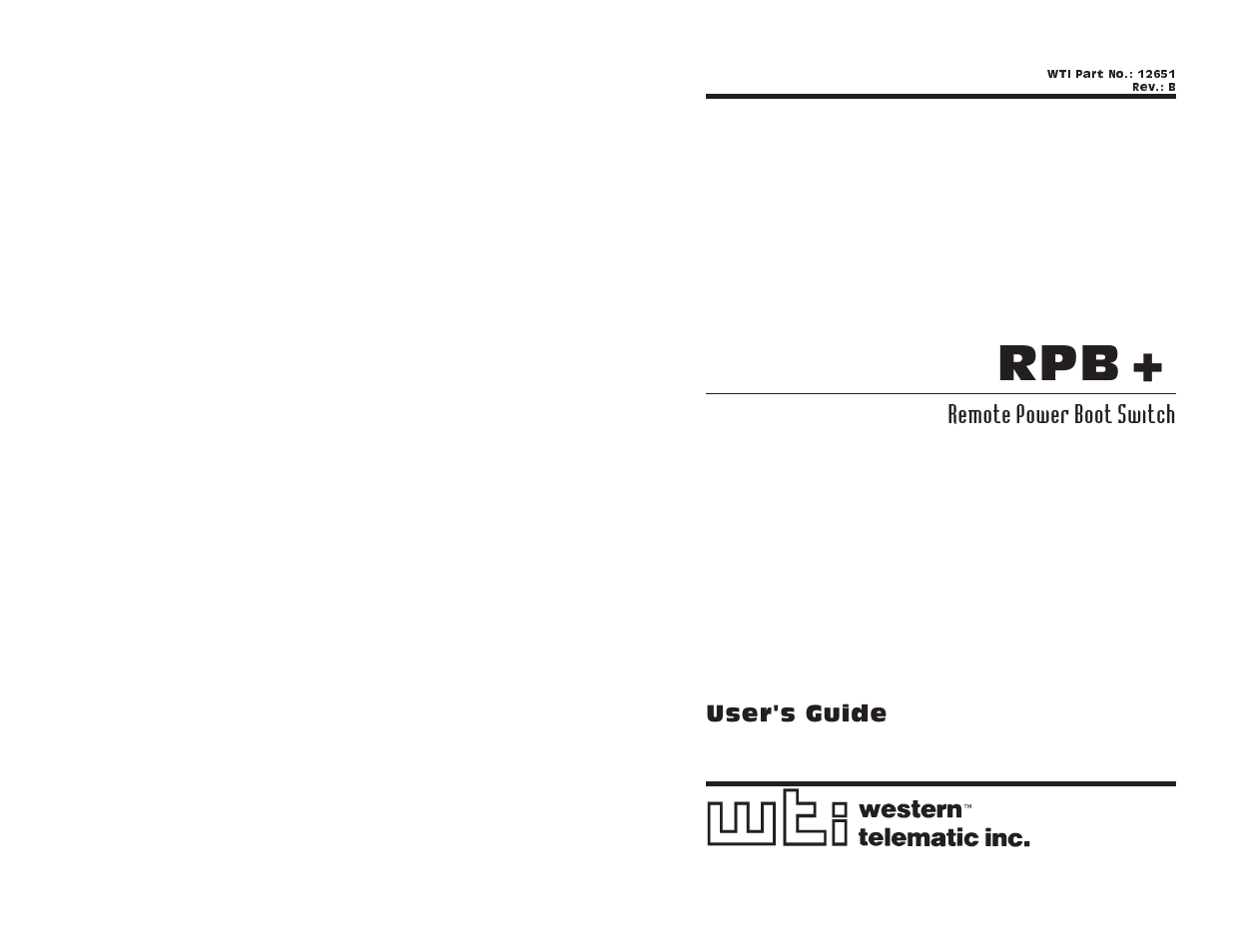 Western Telematic 12651 User Manual | 16 pages