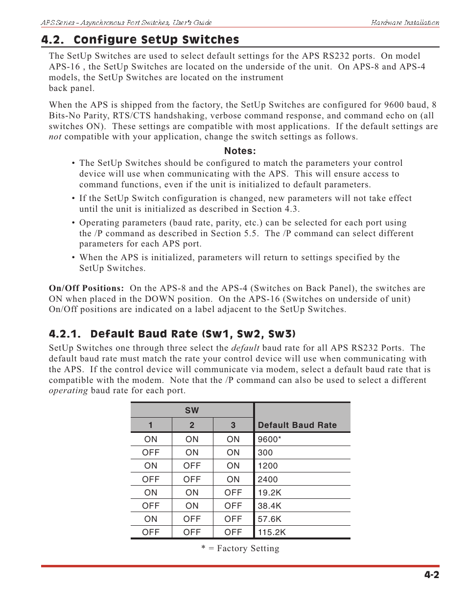 Configure setup switches | Western Telematic APS-16 User Manual | Page 15 / 55