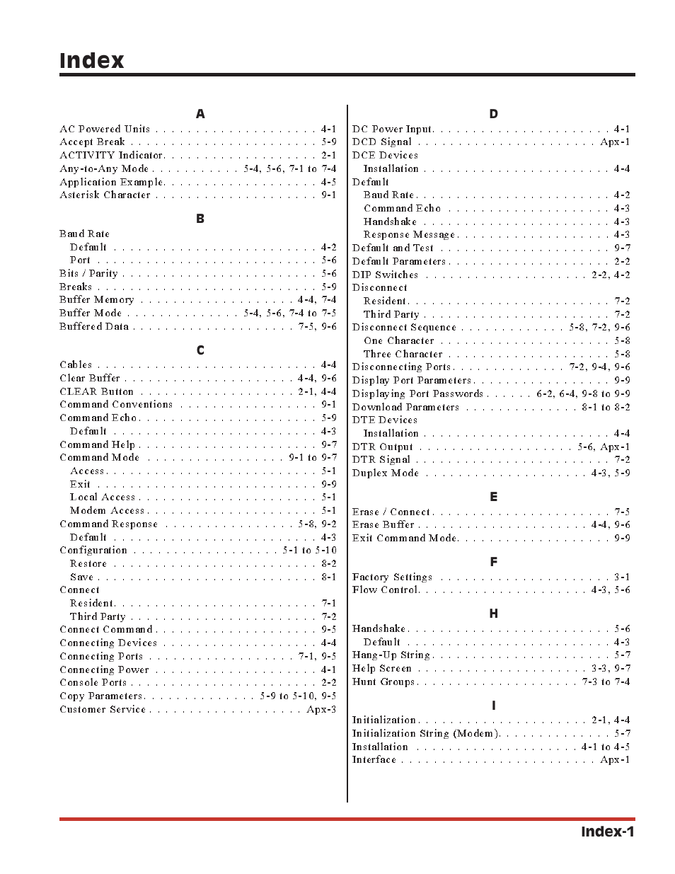 Index | Western Telematic APS-16 User Manual | Page 53 / 55