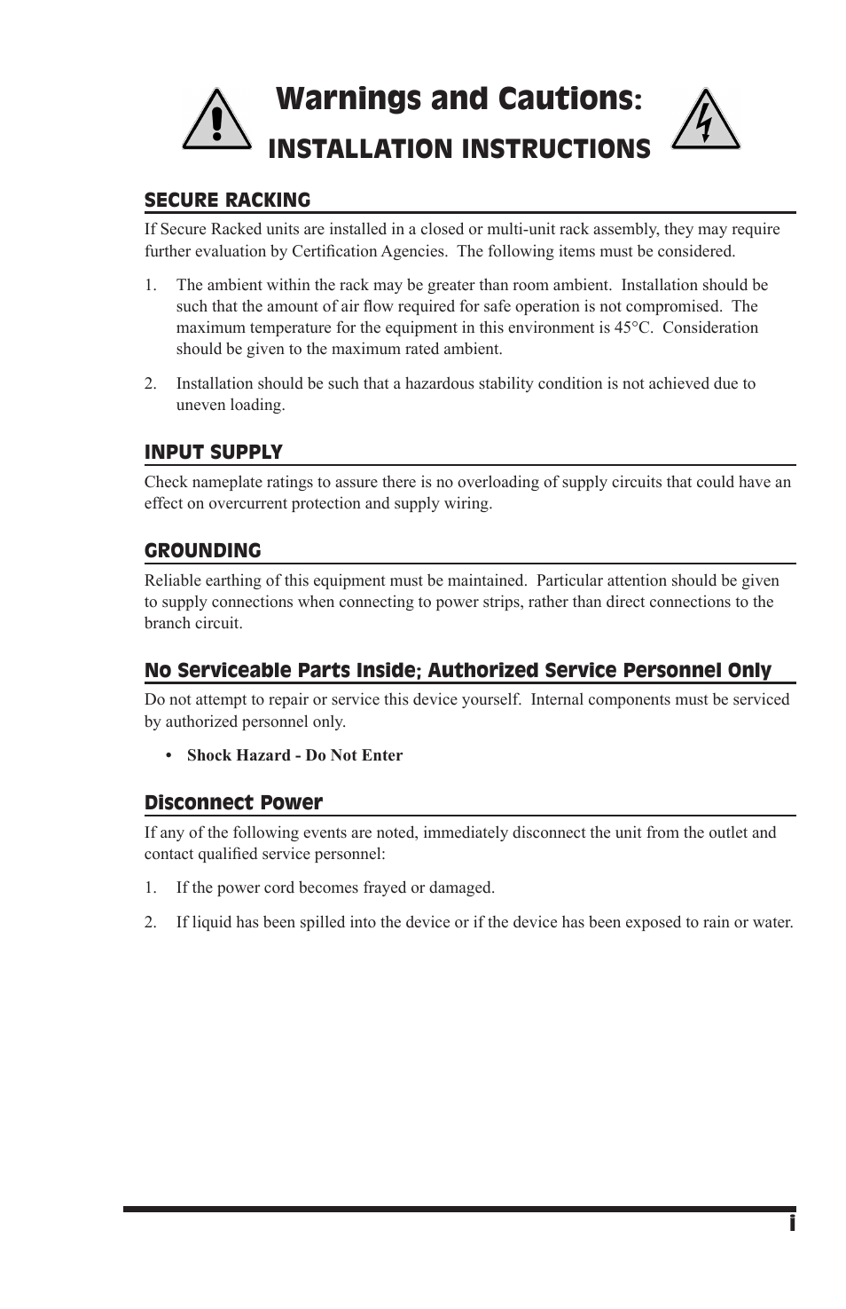 Warnings and cautions, Installation instructions | Western Telematic IPS-400 User Manual | Page 3 / 56