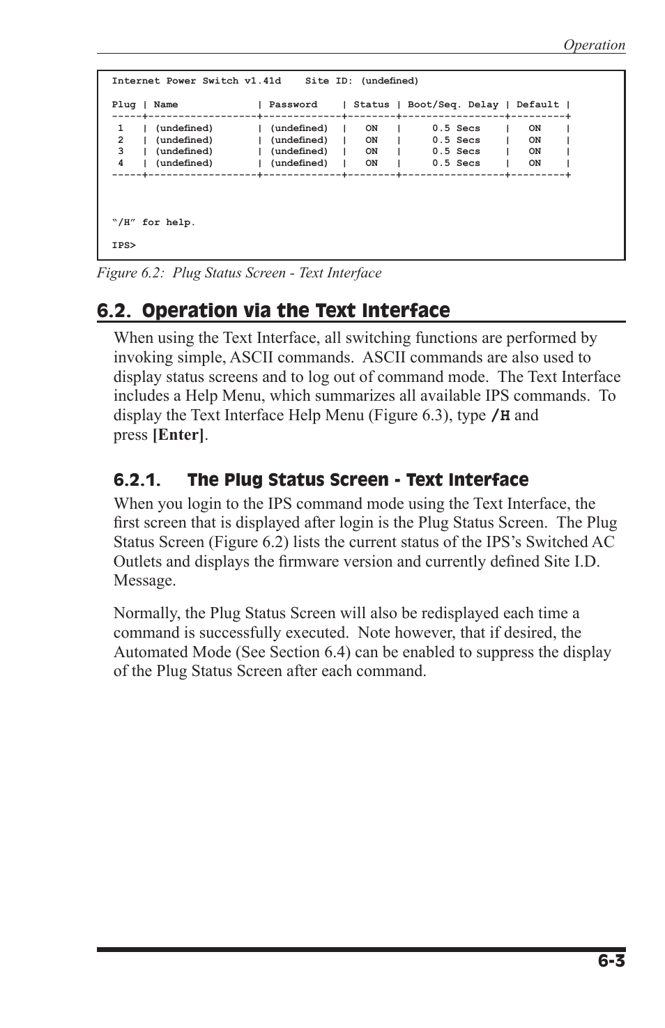 Operation via the text interface | Western Telematic IPS-400 User Manual | Page 39 / 56