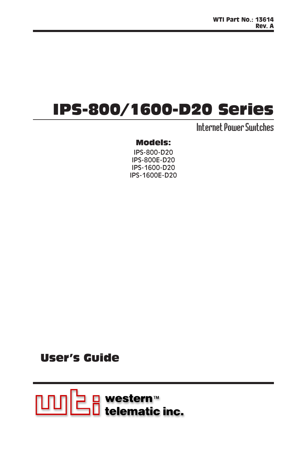 Western Telematic IPS-800-D20 User Manual | 58 pages