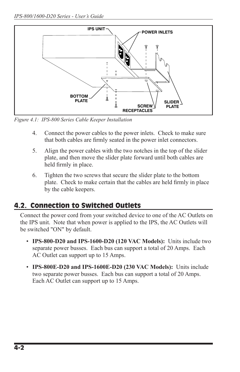 Connection to switched outlets | Western Telematic IPS-800-D20 User Manual | Page 16 / 58