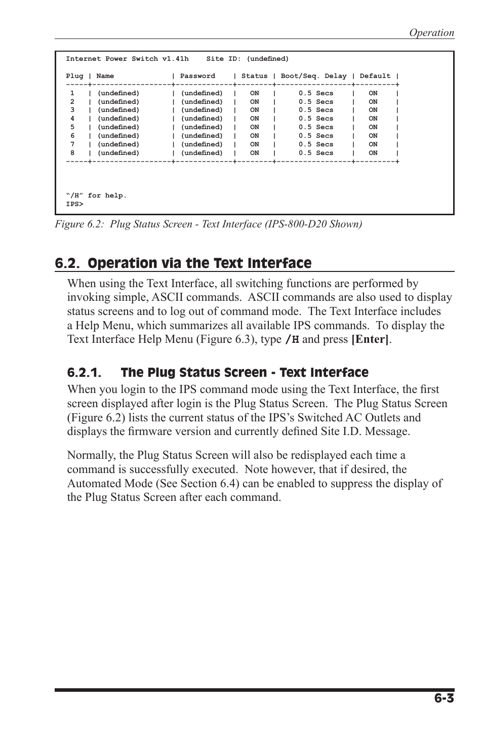 Operation via the text interface | Western Telematic IPS-800-D20 User Manual | Page 41 / 58
