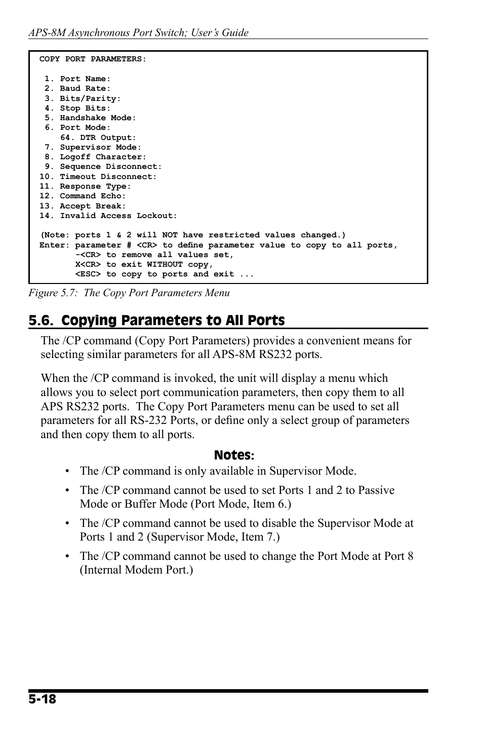 Copying parameters to all ports | Western Telematic APS-8M User Manual | Page 34 / 82