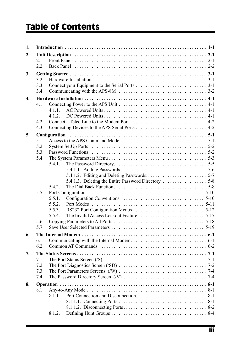 Western Telematic APS-8M User Manual | Page 5 / 82