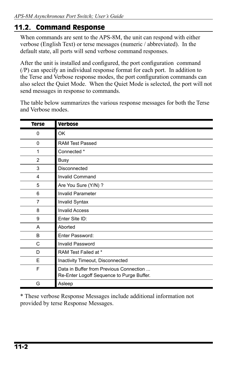 Command response | Western Telematic APS-8M User Manual | Page 62 / 82