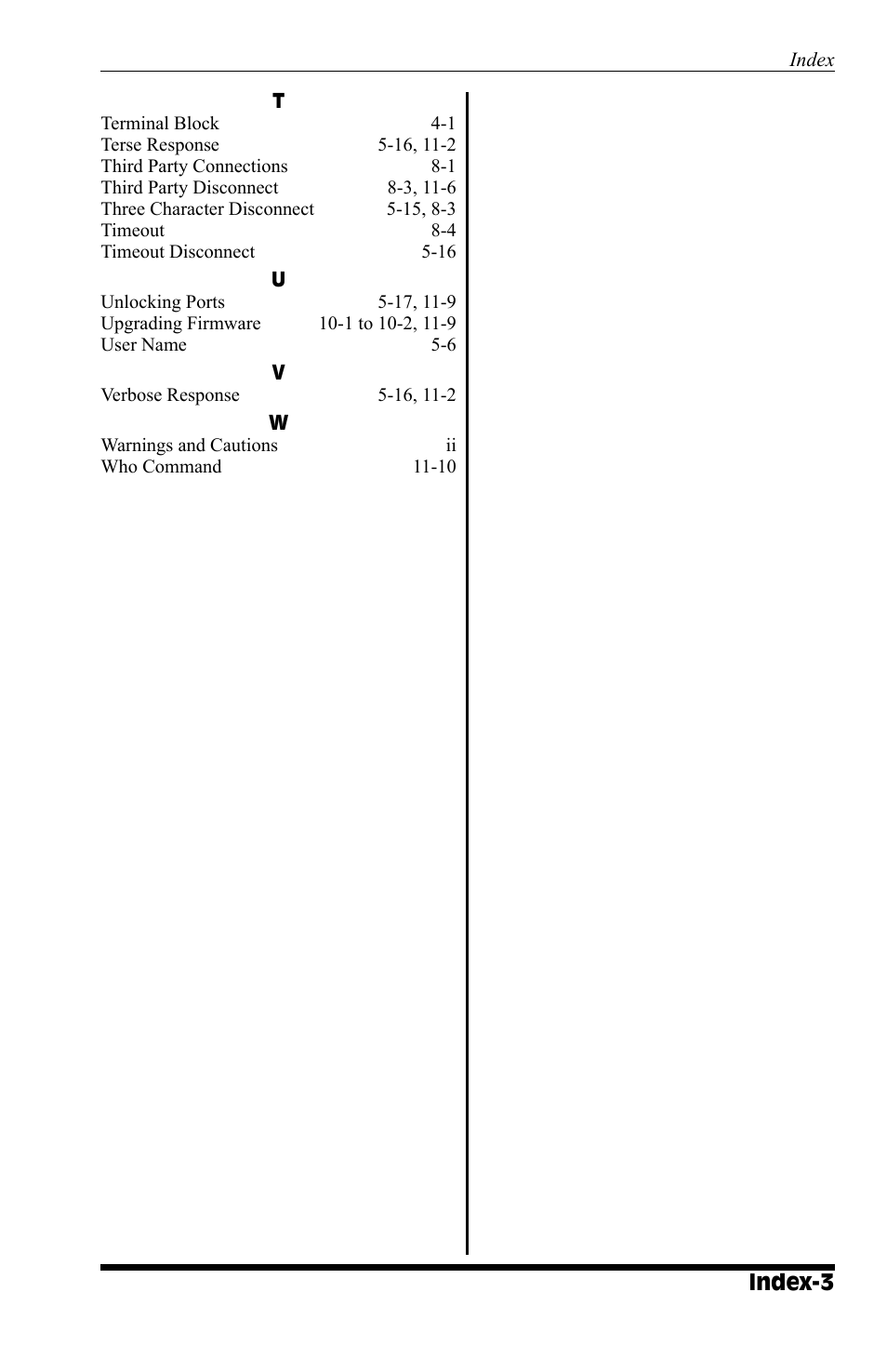 Index-3 | Western Telematic APS-8M User Manual | Page 79 / 82