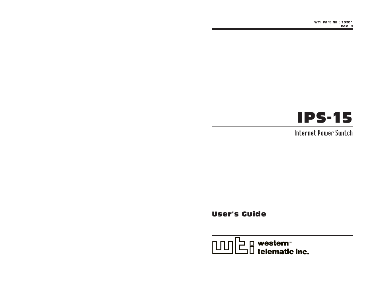 Western Telematic IPS-15 User Manual | 56 pages