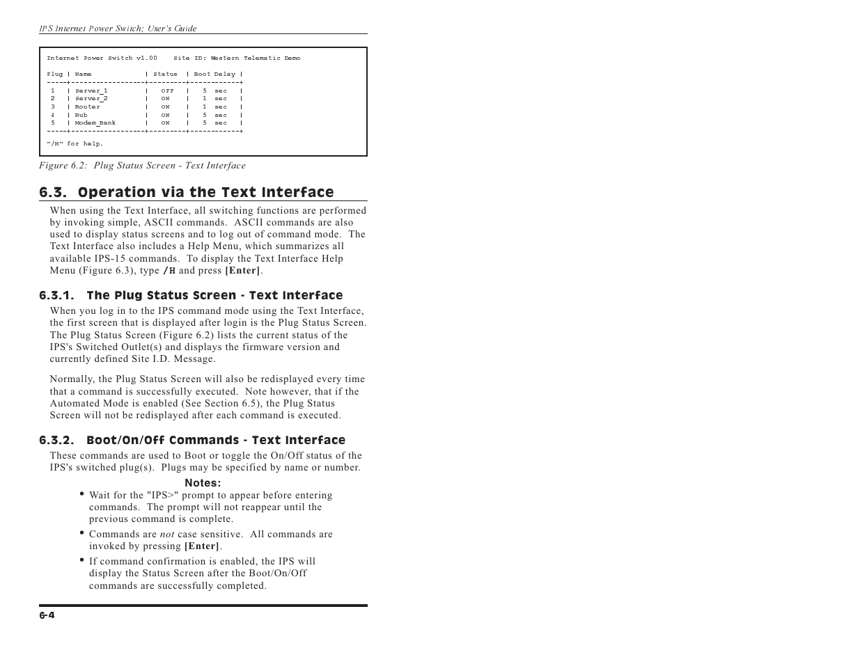 Operation via the text interface | Western Telematic IPS-15 User Manual | Page 42 / 56