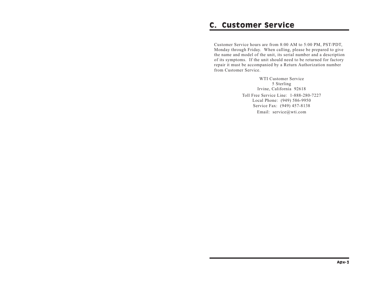 C. customer service | Western Telematic IPS-15 User Manual | Page 51 / 56