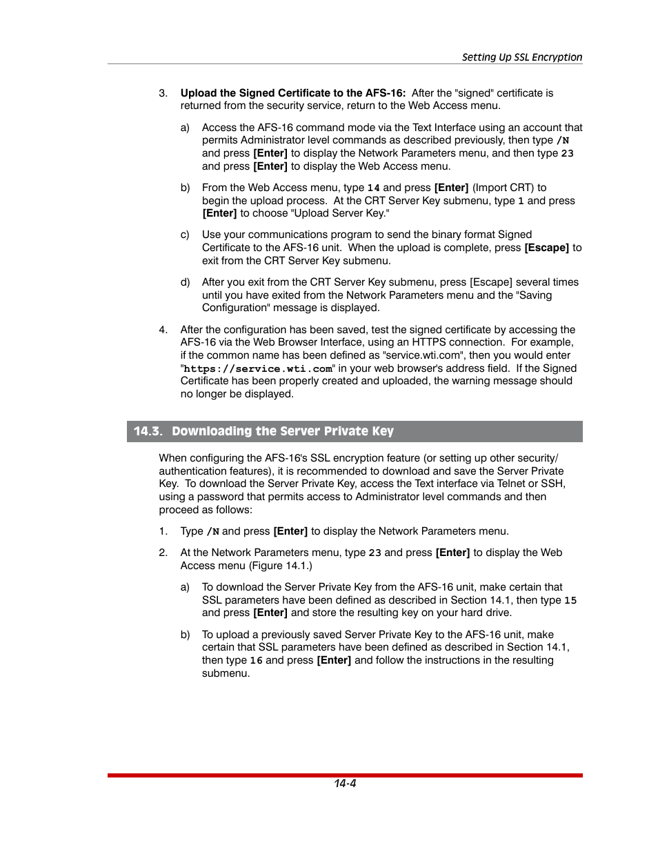 Downloading the server private key -4 | Western Telematic AFS-16-1 User Manual | Page 108 / 135