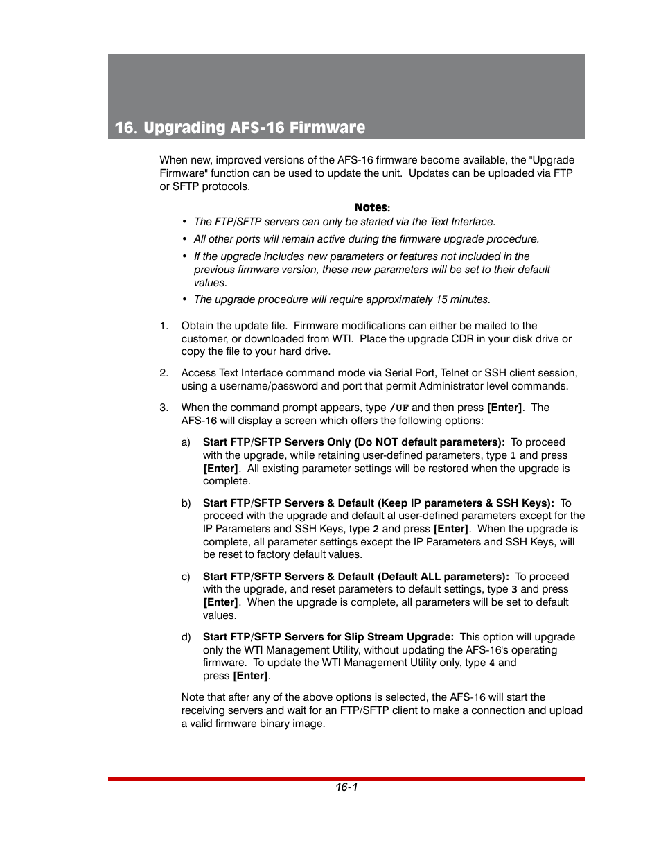 Upgrading afs-16 firmware -1, Upgrading afs-16 firmware | Western Telematic AFS-16-1 User Manual | Page 112 / 135