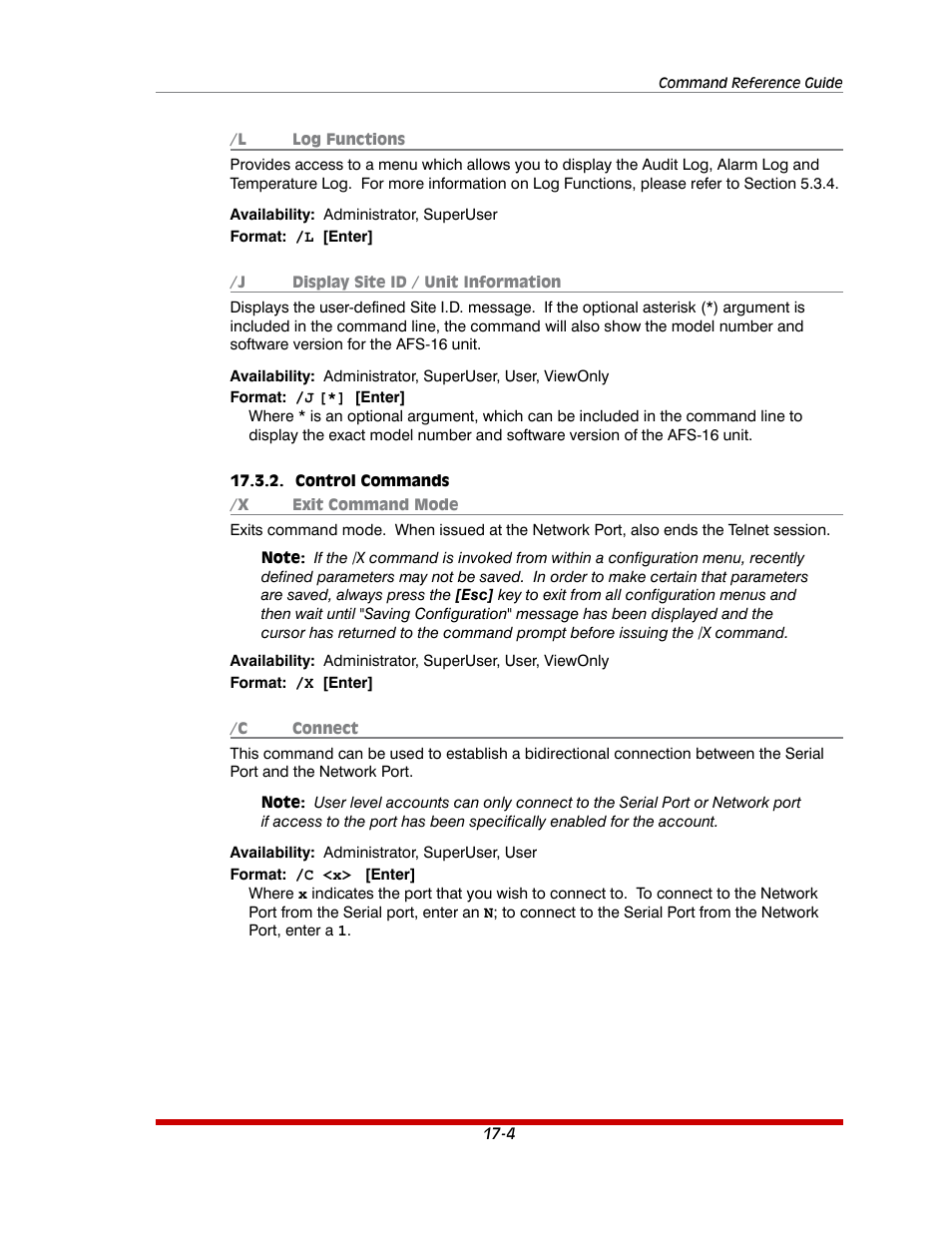 Control commands -4 | Western Telematic AFS-16-1 User Manual | Page 117 / 135