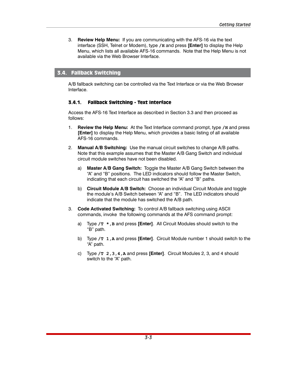Fallback switching -3, Fallback switching - text interface -3 | Western Telematic AFS-16-1 User Manual | Page 17 / 135