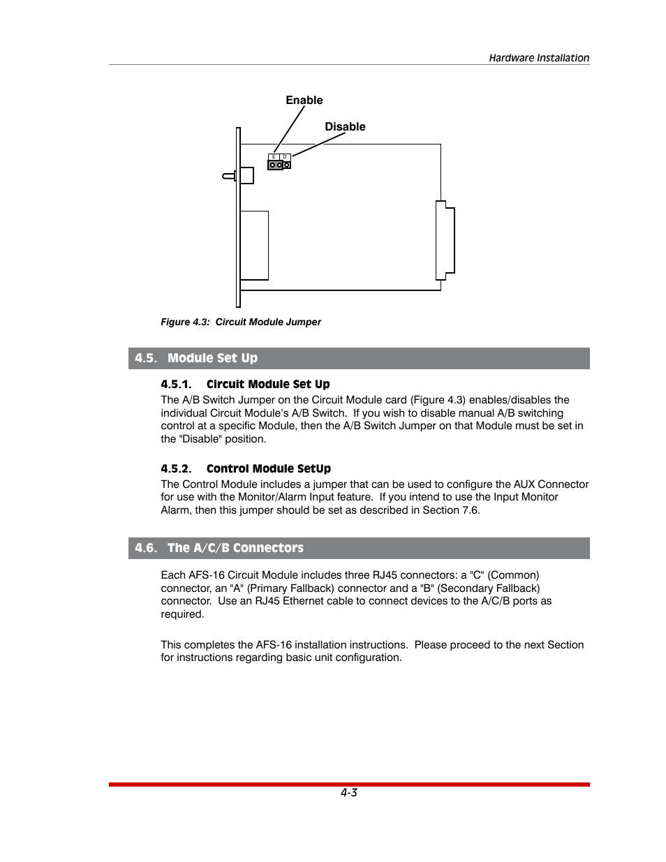 Module set up -3, Circuit module set up -3, Control module setup -3 | The a/c/b connectors -3, Circuit module jumper -3 | Western Telematic AFS-16-1 User Manual | Page 21 / 135